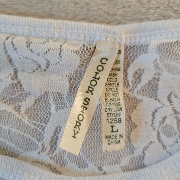 Vintage Y2K White Lace Crop Top Dolman Sleeve Large Fairy Grunge - Picture 4 of 10